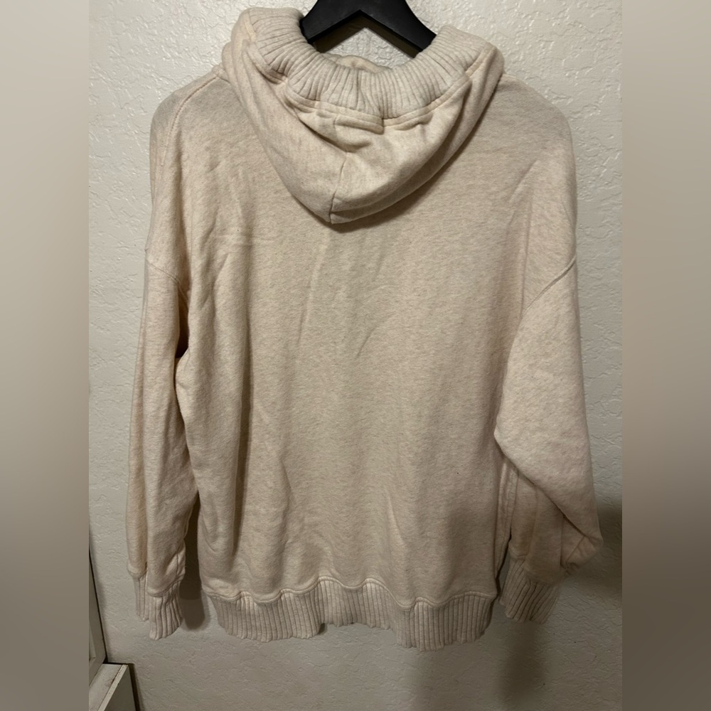🪗Aerie Cream Women's Pullover Hoodie size M GUC down to earth Henley tan - Picture 4 of 5